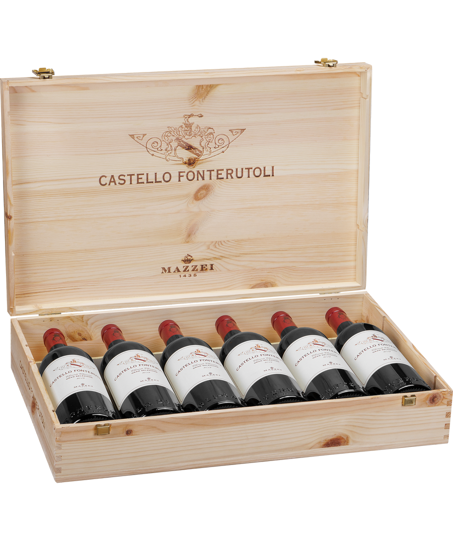 Wooden Box Castello Fonterutoli with 6 Bottles